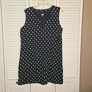 Lands End Navy Polka-dot Casual Dress. Sz XL